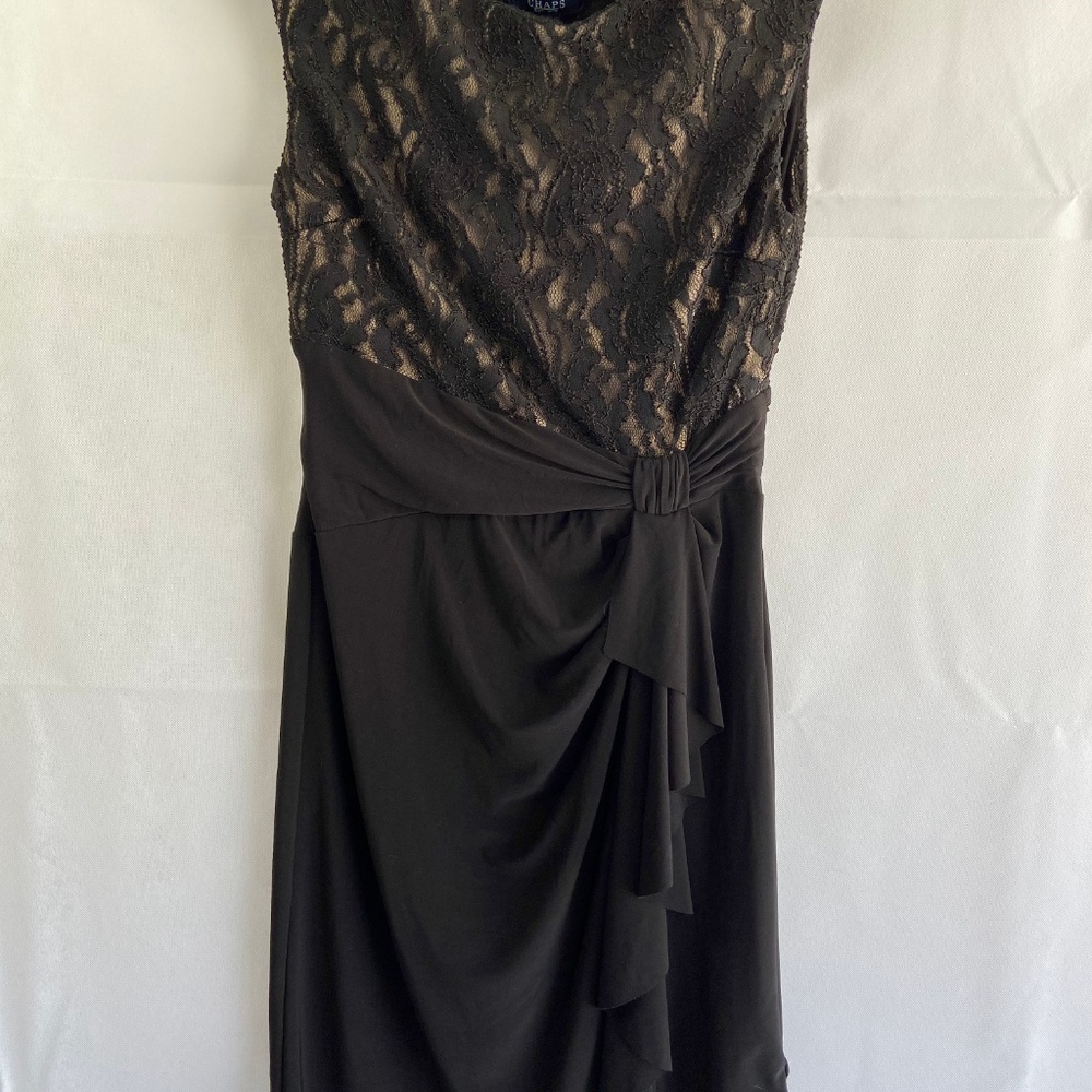 Chaps Women's Black Dress Lace Evening Gown Medium